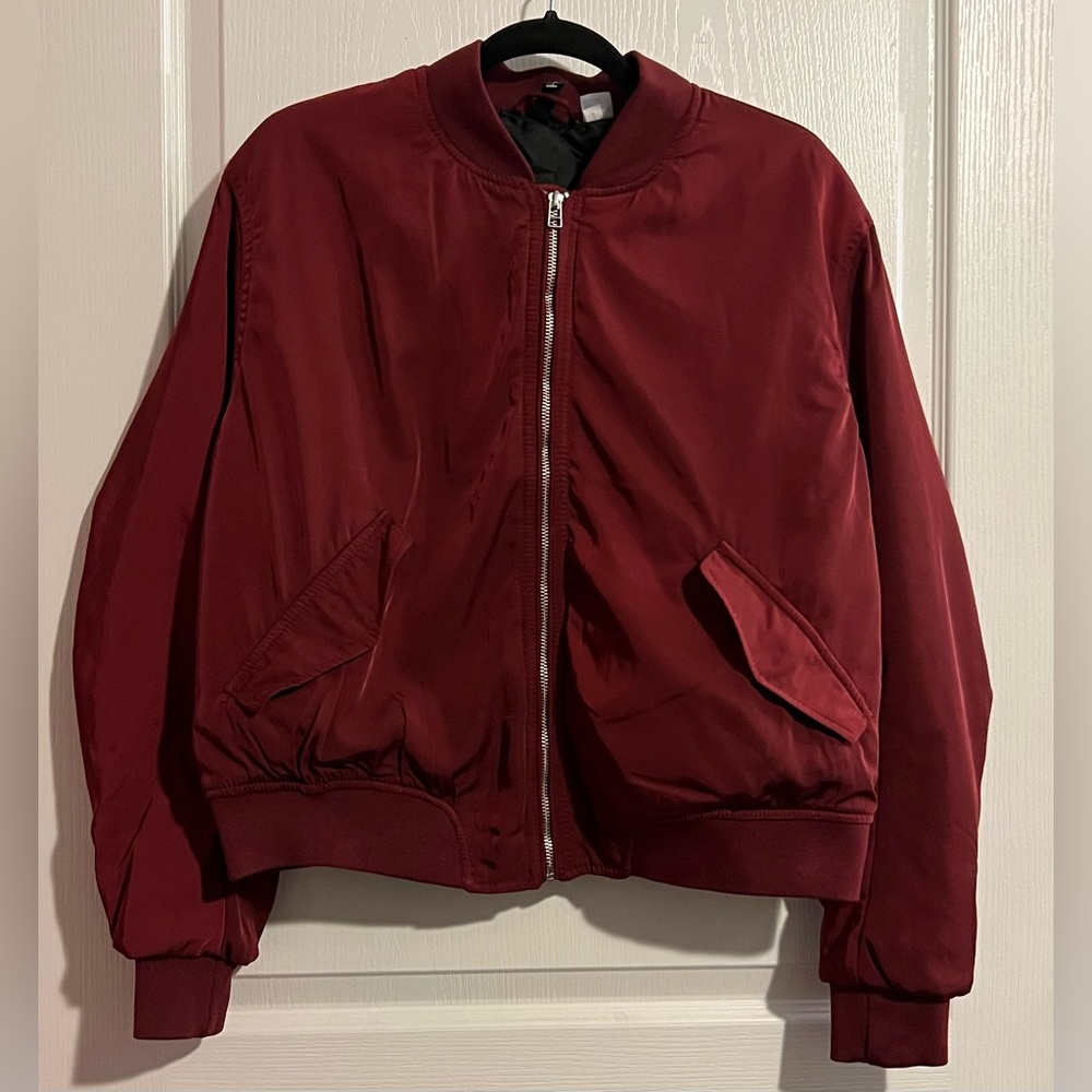 H&M Divided Burgundy Bomber Jacket